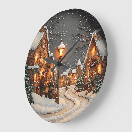 Winterdorp gloed met straatverlichting grote klok (Hoek)