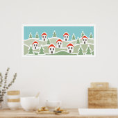 Winterdorp, huizen met rode daken aangepaste Poste Poster (Keuken)