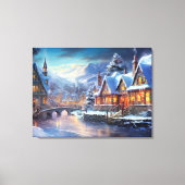 Winterdorp Illustratie Canvas Afdruk (Voorkant)