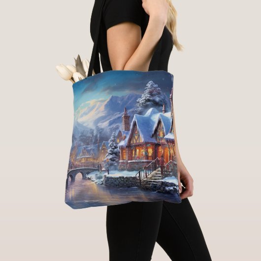 Winterdorp Illustratie Tote Bag (Dichtbij)
