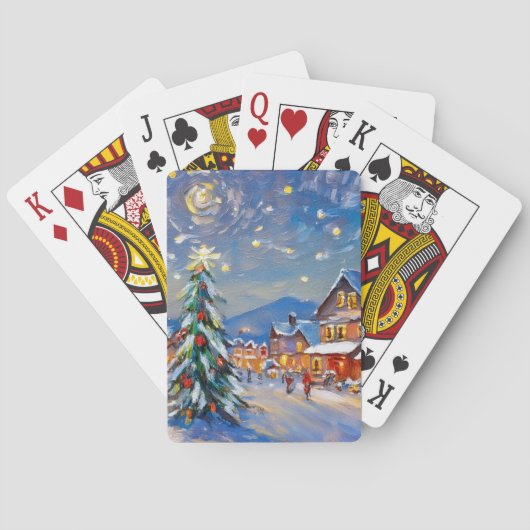 Winterdorp Kerstfeest Pokerkaarten (Achterkant)