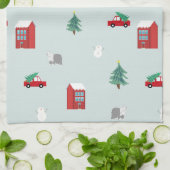 Winterdorp Keukenhanddoek - Kerstcadeau (Gevouwen)