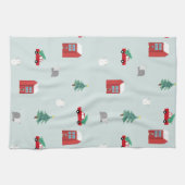 Winterdorp Keukenhanddoek - Kerstcadeau (Horizontaal)
