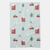 Winterdorp Keukenhanddoek - Kerstcadeau (Verticaal)