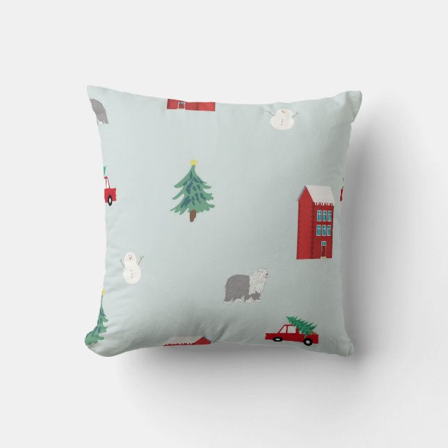 Winterdorp Kussen - Kerstcadeau & Decoratie (Voorkant)