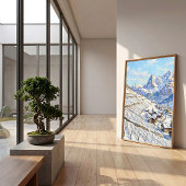 Winterdorp Landschaps Canvas Kunst Poster