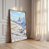 Winterdorp Landschaps Canvas Kunst Poster