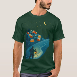 Winterdorp Lantaarn Wandel Nacht Donker T-shirt