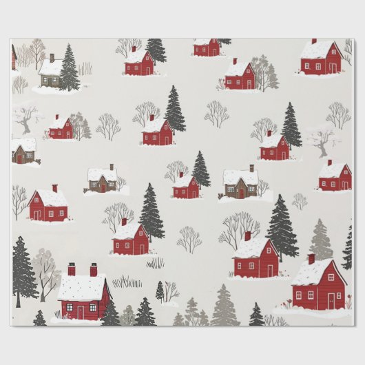  winterdorp leuk kerstthema cadeaupapier (Vlak)