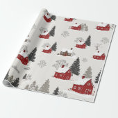  winterdorp leuk kerstthema cadeaupapier (Uitgerold)