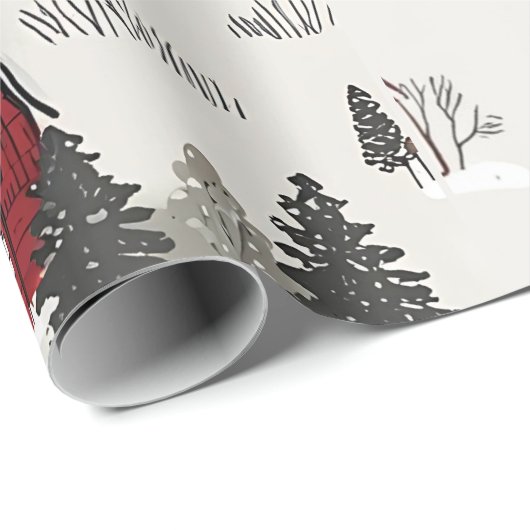 winterdorp leuk kerstthema cadeaupapier (Rol Hoek)