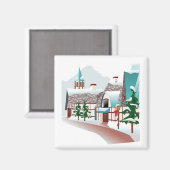 Winterdorp met Kerstmis Magneet (Voorkant / Achterkant)