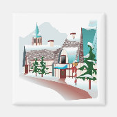 Winterdorp met Kerstmis Magneet (Voorkant)