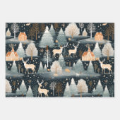 Winterdorp Nachtelijk Bos Inpakpapier Vel (Voorkant 3)