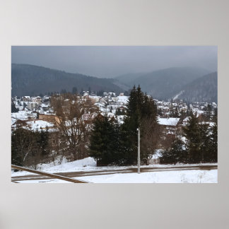 Winterdorp Panorama - Platteland Landschap Roemeni Poster