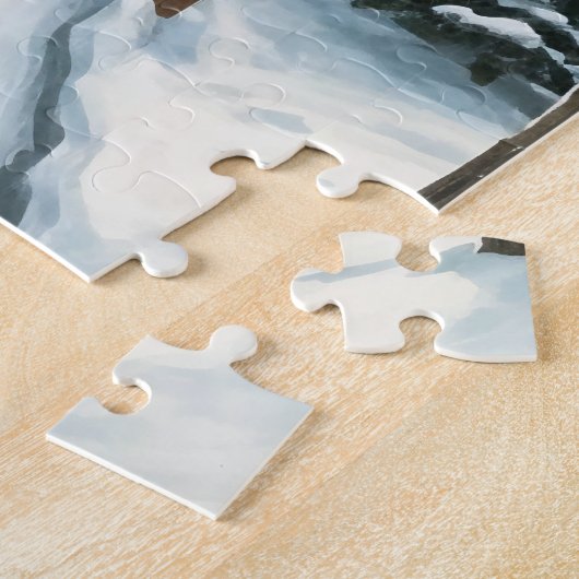 winterdorp Snowy Holiday Scene Legpuzzel (Zijkant)
