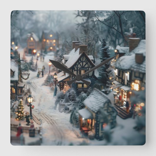 Winterdorp Vierkante Klok (Voorkant)