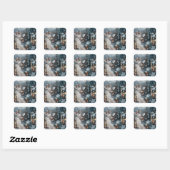 Winterdorp Vierkante Sticker (Vel)