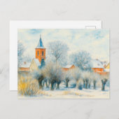 Winterdorpscène aquarell havelland feestdagenkaart (Voorkant / Achterkant)