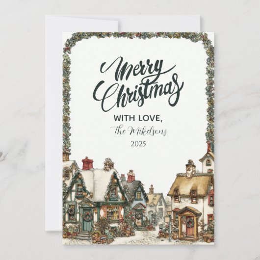  winterdorpskerst feestdagenkaart (Voorkant)