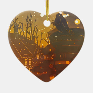 Winterdorpsnacht Keramisch Ornament