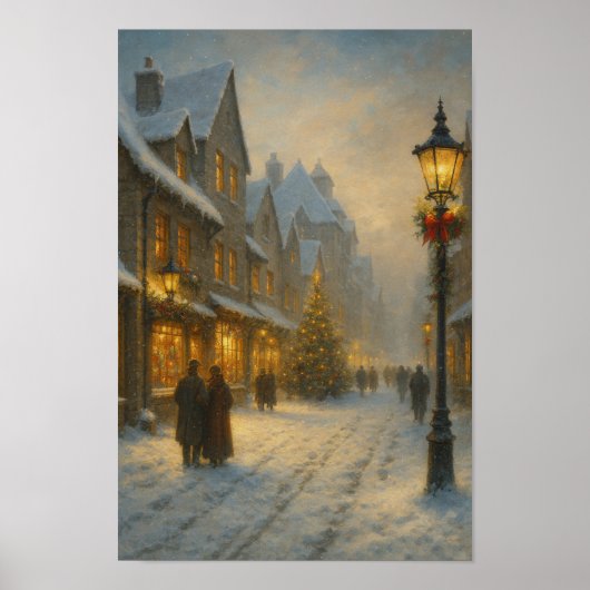 Winterdorpstraat Cozy Kerststad Poster (Voorkant)