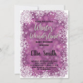 Winterdouche uitnodigingen Paarse zilver (Voorkant)