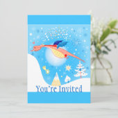 Winterdraak door sneeuwvlokken kaart (Staand voorkant)