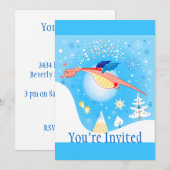 Winterdraak door sneeuwvlokken kaart (Voorkant / Achterkant)