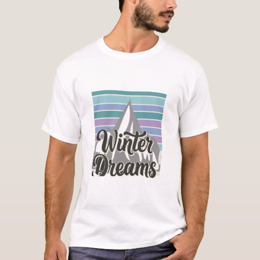 Winterdromen Sneeuwberg Retro Vibes T-Shirt (Voorkant)
