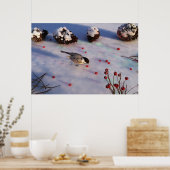 Winterdruk Chickadee Poster (Keuken)