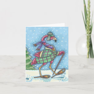 WINTERE SNEEUWSKOSEN ROZE FLAMINGO NOTITIEKAART Le