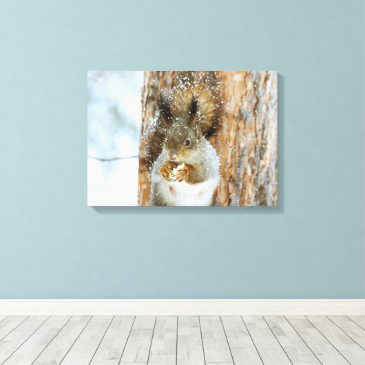 Wintereekhoorn Canvas Afdruk (Insitu (Houten vloer))