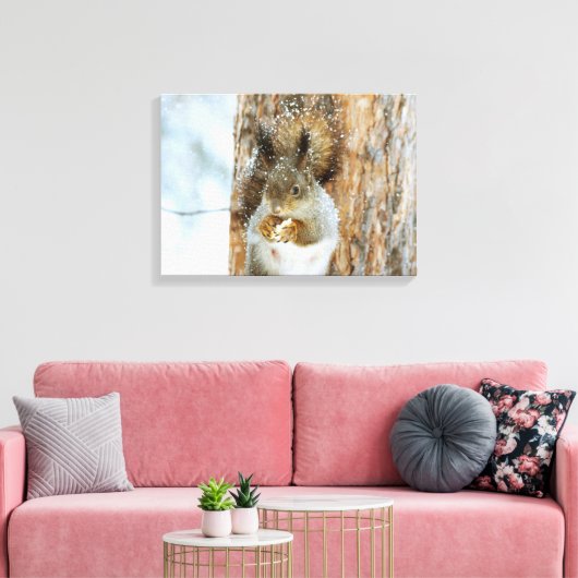 Wintereekhoorn Canvas Afdruk (Insitu (Woonkamer))