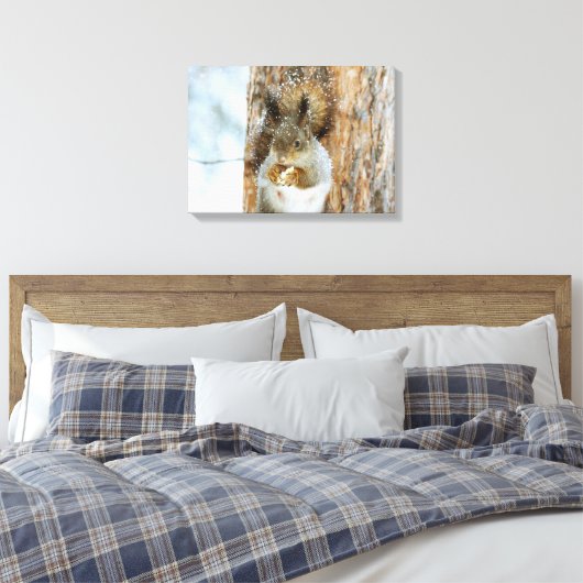Wintereekhoorn Canvas Afdruk (Insitu (Slaapkamer))