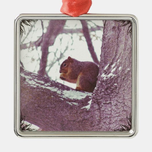 Wintereekhoorn Metalen Ornament (Voorkant)
