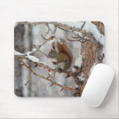 Wintereekhoorn, sneeuw- en rode kerstontwerpen muismat (Met muis)
