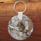 Wintereekhoorn, sneeuw- en rode kerstontwerpen sleutelhanger (Voorkant)