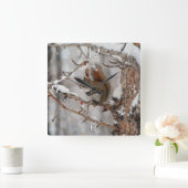 Wintereekhoorn, sneeuw- en rode kerstontwerpen vierkante klok (Huis)