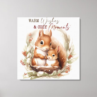 Wintereekhoorns in de bossen Kerstmis Canvas Afdruk