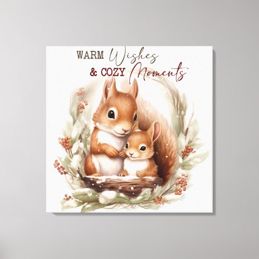 Wintereekhoorns in de bossen Kerstmis Canvas Afdruk (Voorkant)