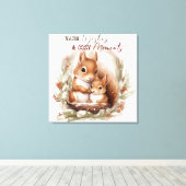 Wintereekhoorns in de bossen Kerstmis Canvas Afdruk (Insitu (Houten vloer))