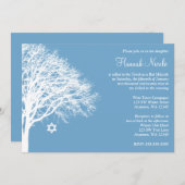 Wintereik Blauwe Bat Mitzvah Invitaties Kaart (Voorkant / Achterkant)