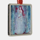 Winterengel met kerstversiering in kardinaal metalen ornament (Rechts)