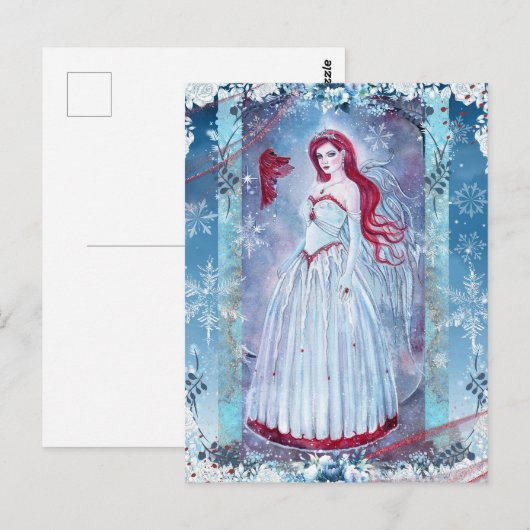 Winterengel met kunstzinnige vingerafdrukken briefkaart (Voorkant / Achterkant)