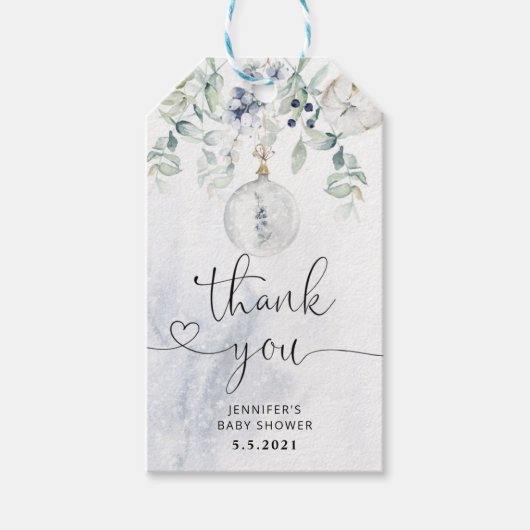 Wintereucalyptus cozy bedankt cadeaulabel (Voorkant)