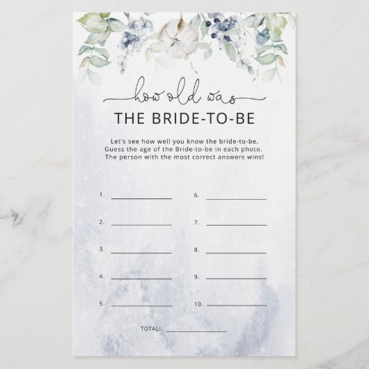 Wintereucalyptus Hoe oud was de bruid om mee te sp (Voorkant)