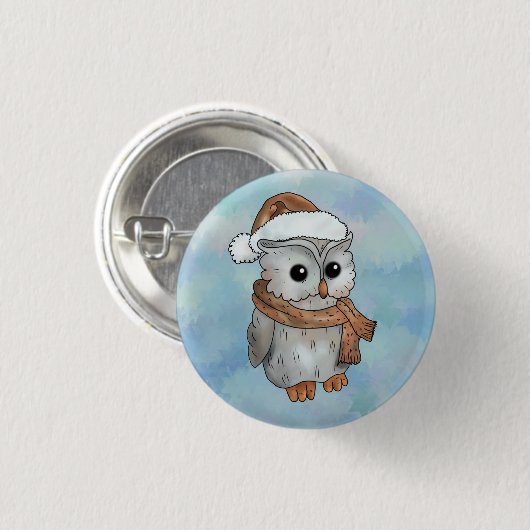 Wintereule Ronde Button 3,2 Cm (Voorkant /achterkant)