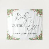 Winterevergreen Baby is het koud buiten Wandkleed (Voorkant (horizontaal))