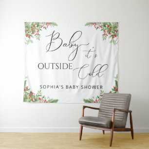 Winterevergreen Baby is het koud buiten Wandkleed